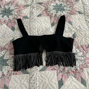 Black Fringe Bra Top